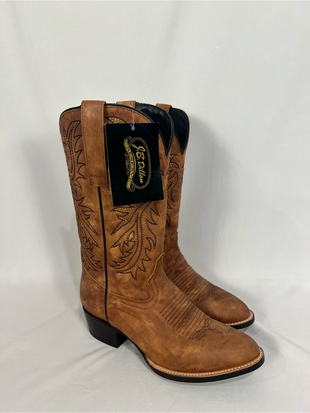 J.B. Dillon Brown Leather Western Cowboy Boots